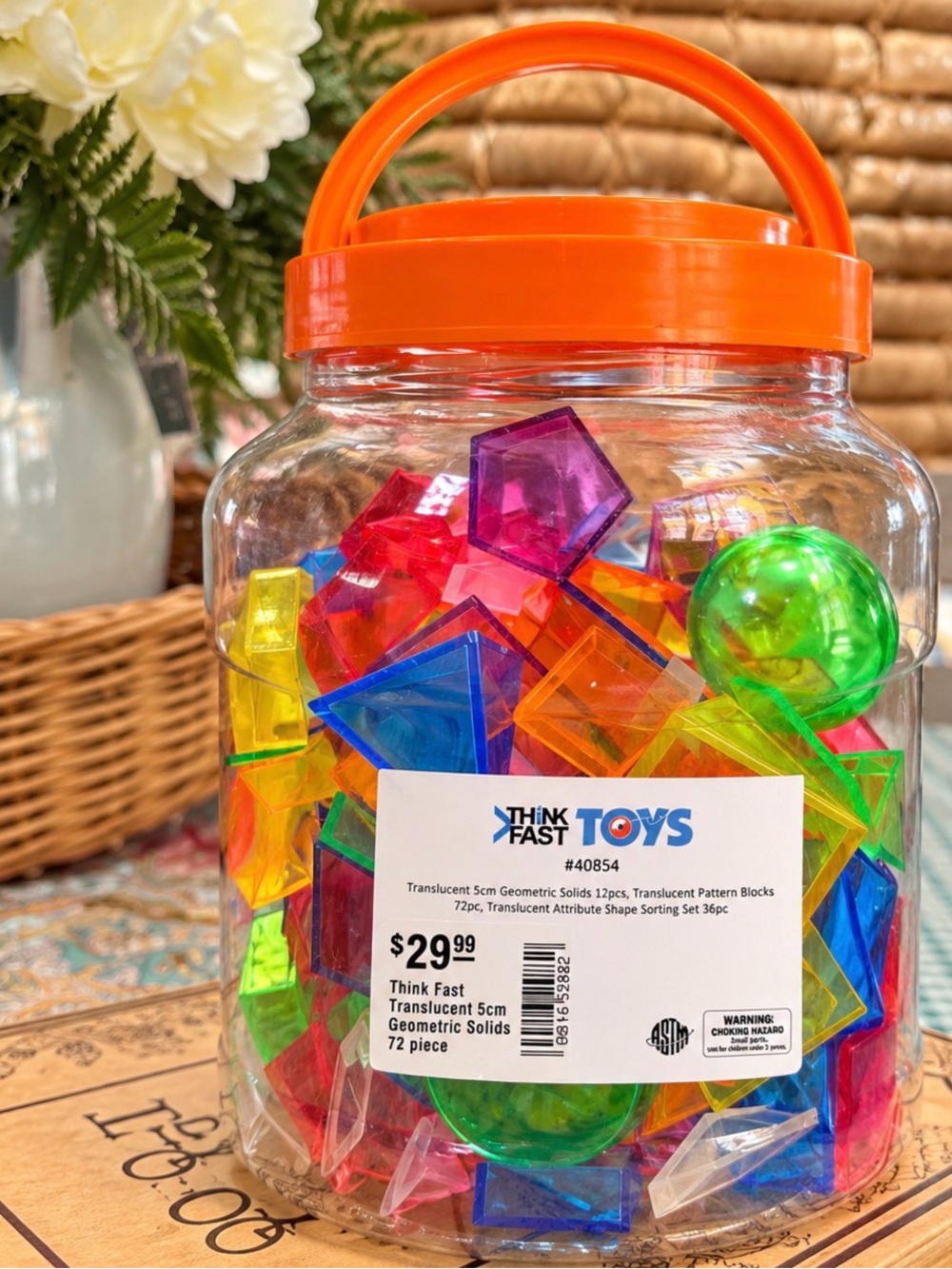 Think Fast Toys Translucent Geometric Solids 72 Piece Math Manipulatives NEW